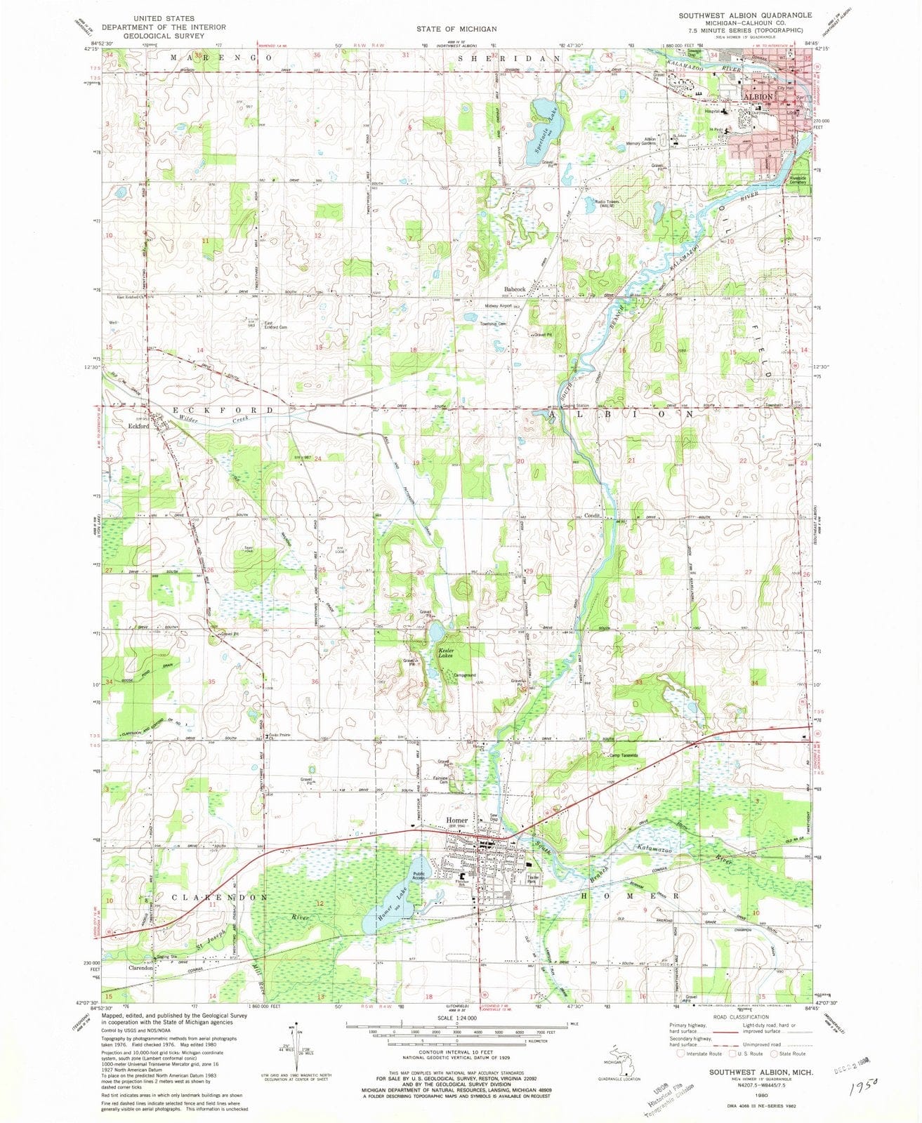 1980 Southwest Albion, MI - Michigan - USGS Topographic Map