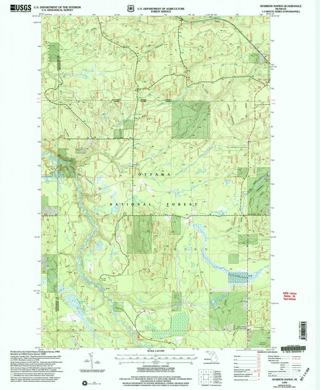 1999 Sparrow Rapids, MI - Michigan - USGS Topographic Map
