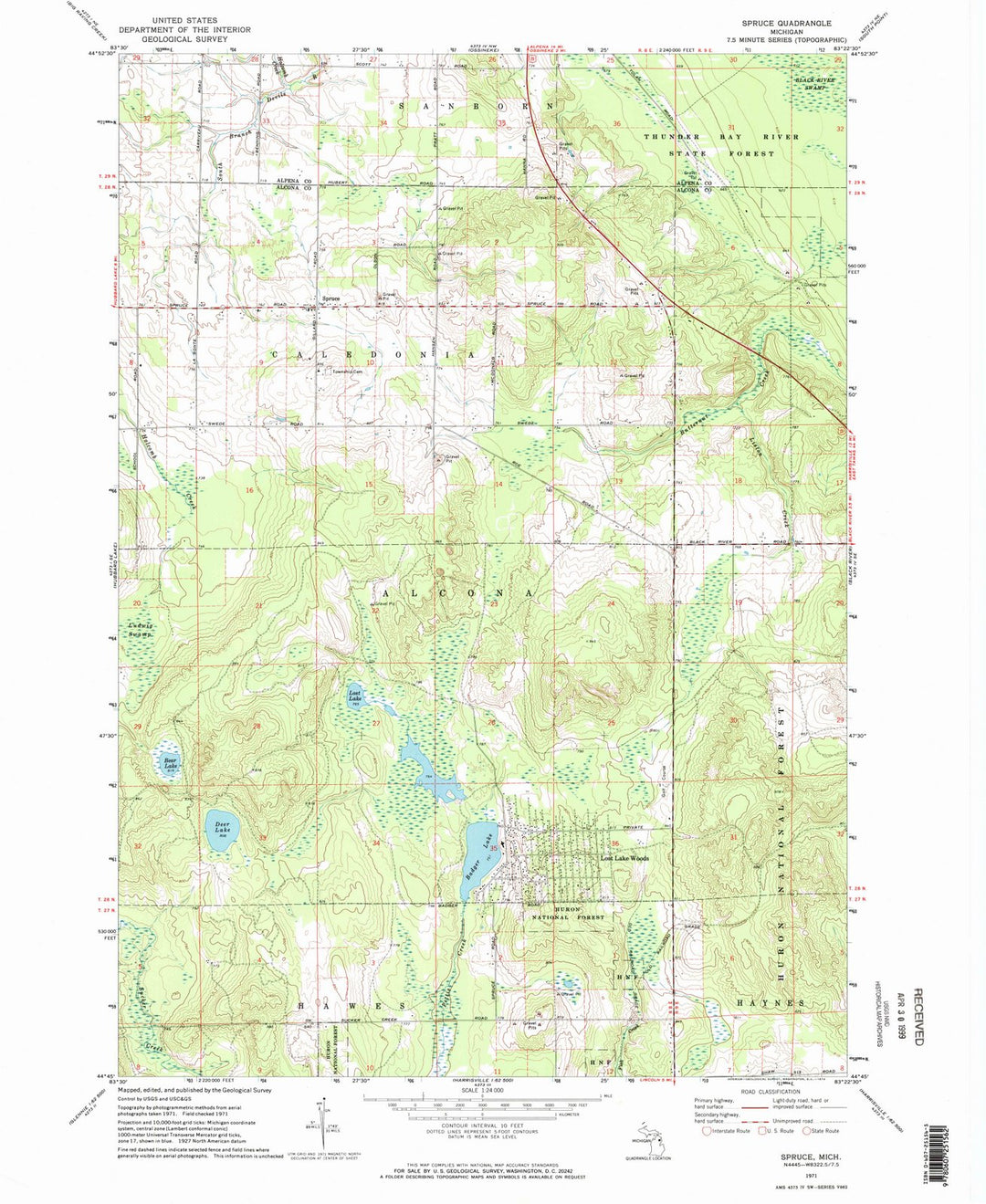 1971 Spruce, MI - Michigan - USGS Topographic Map