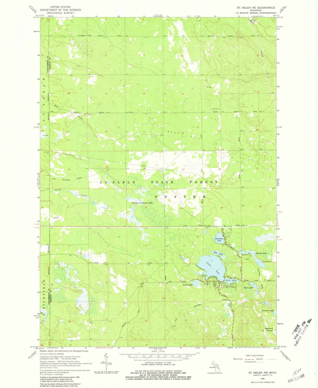 1965 St. Helen, MI - Michigan - USGS Topographic Map