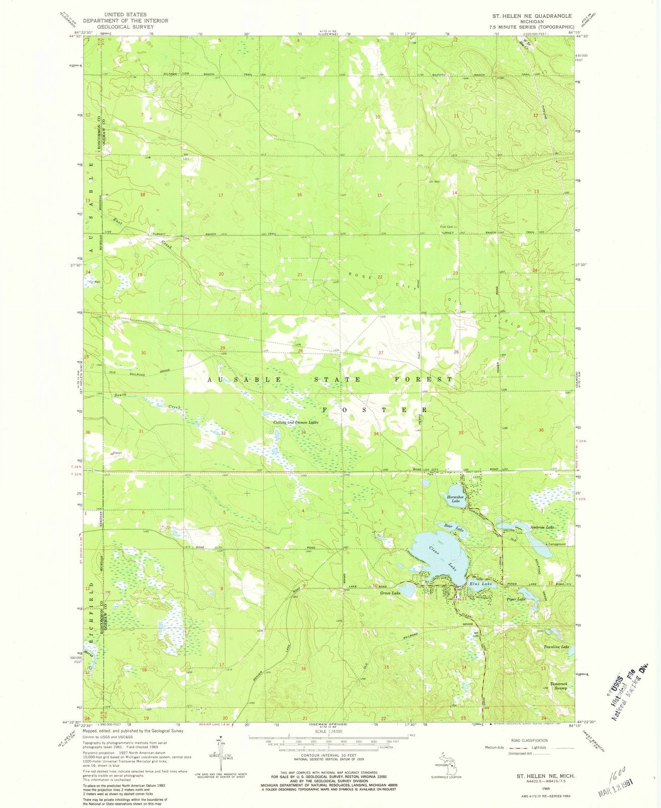 1965 St. Helen, MI - Michigan - USGS Topographic Map