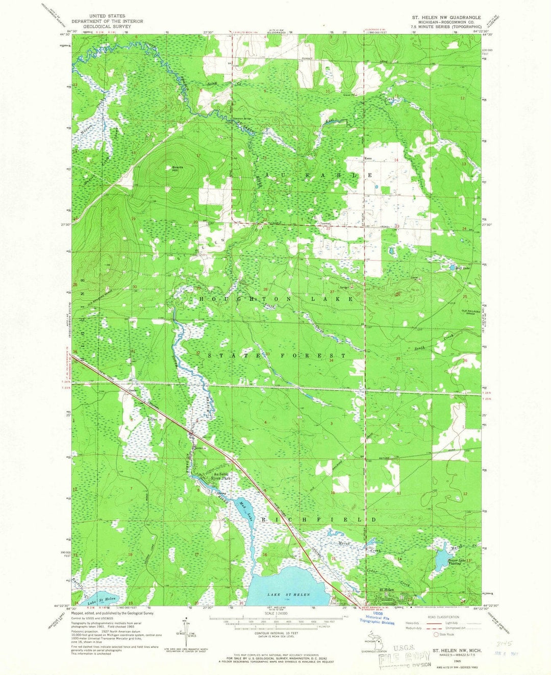 1965 St. Helen, MI - Michigan - USGS Topographic Map v2