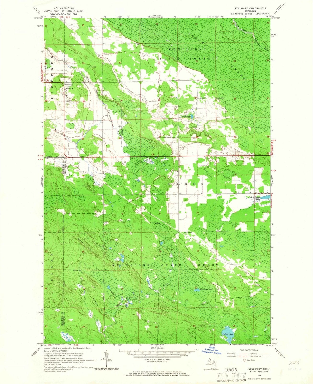 1964 Stalwart, MI - Michigan - USGS Topographic Map