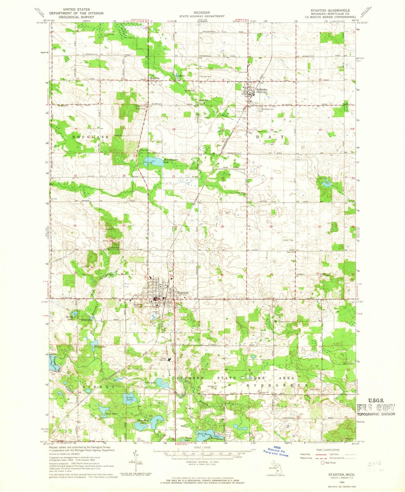 1964 Stanton, MI - Michigan - USGS Topographic Map