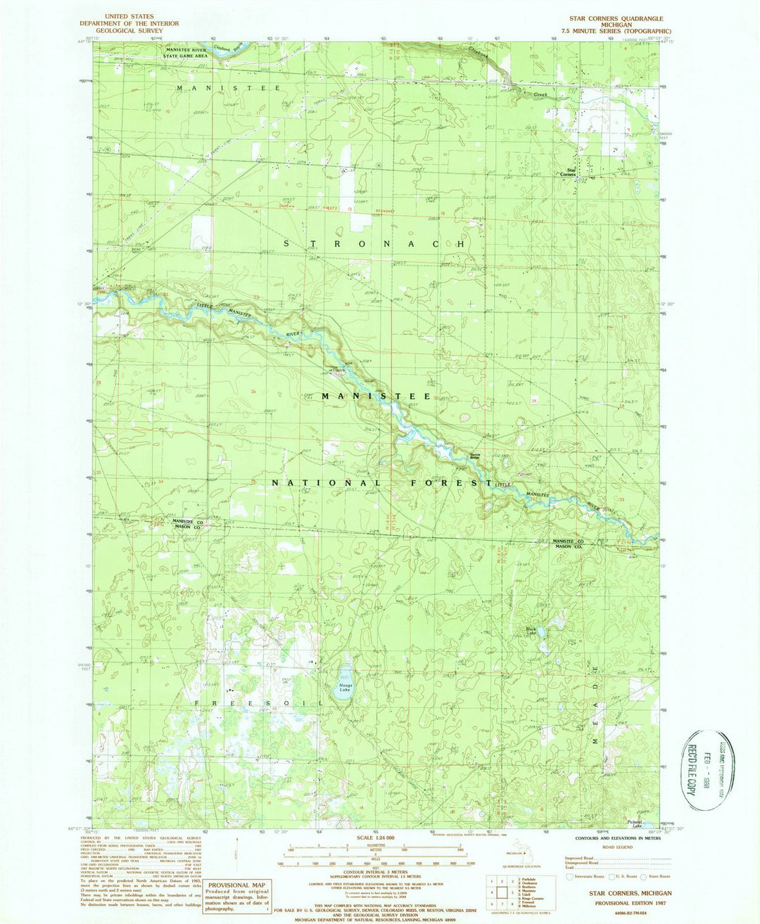 1987 Star Corners, MI - Michigan - USGS Topographic Map