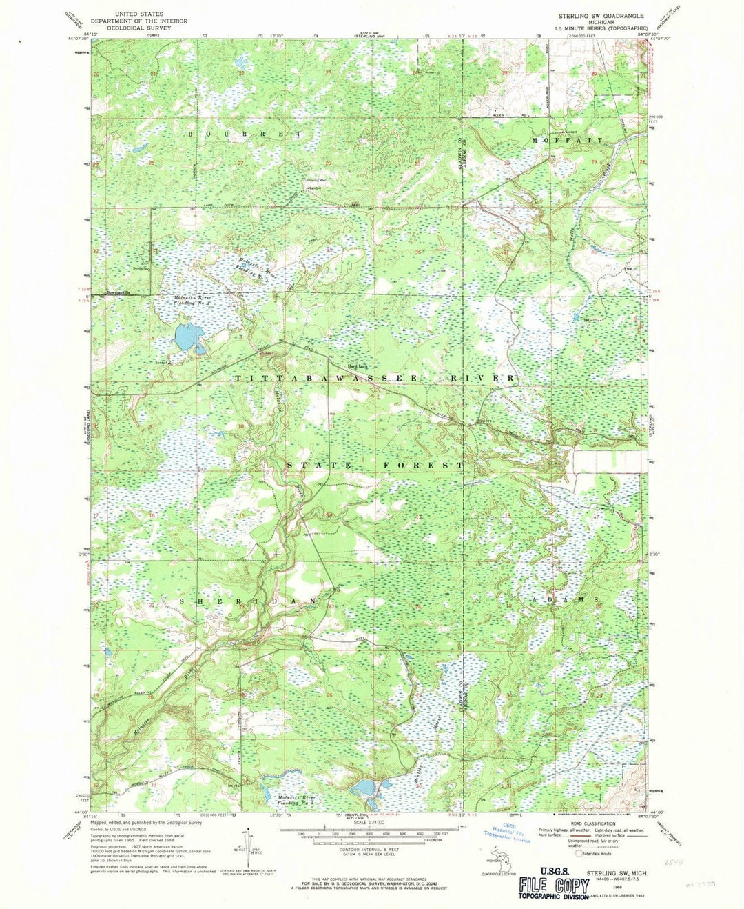 1968 Sterling, MI - Michigan - USGS Topographic Map