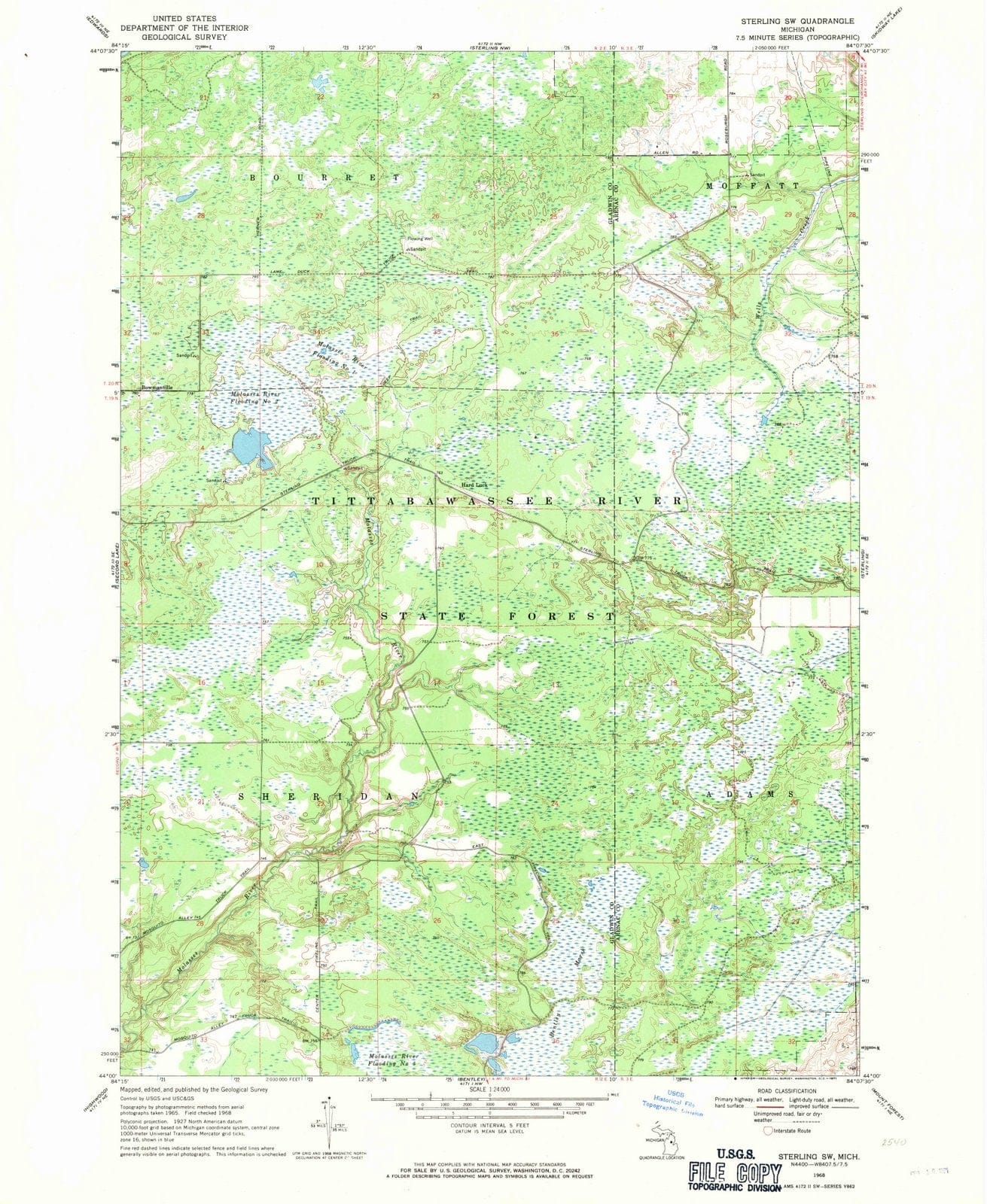 1968 Sterling, MI - Michigan - USGS Topographic Map