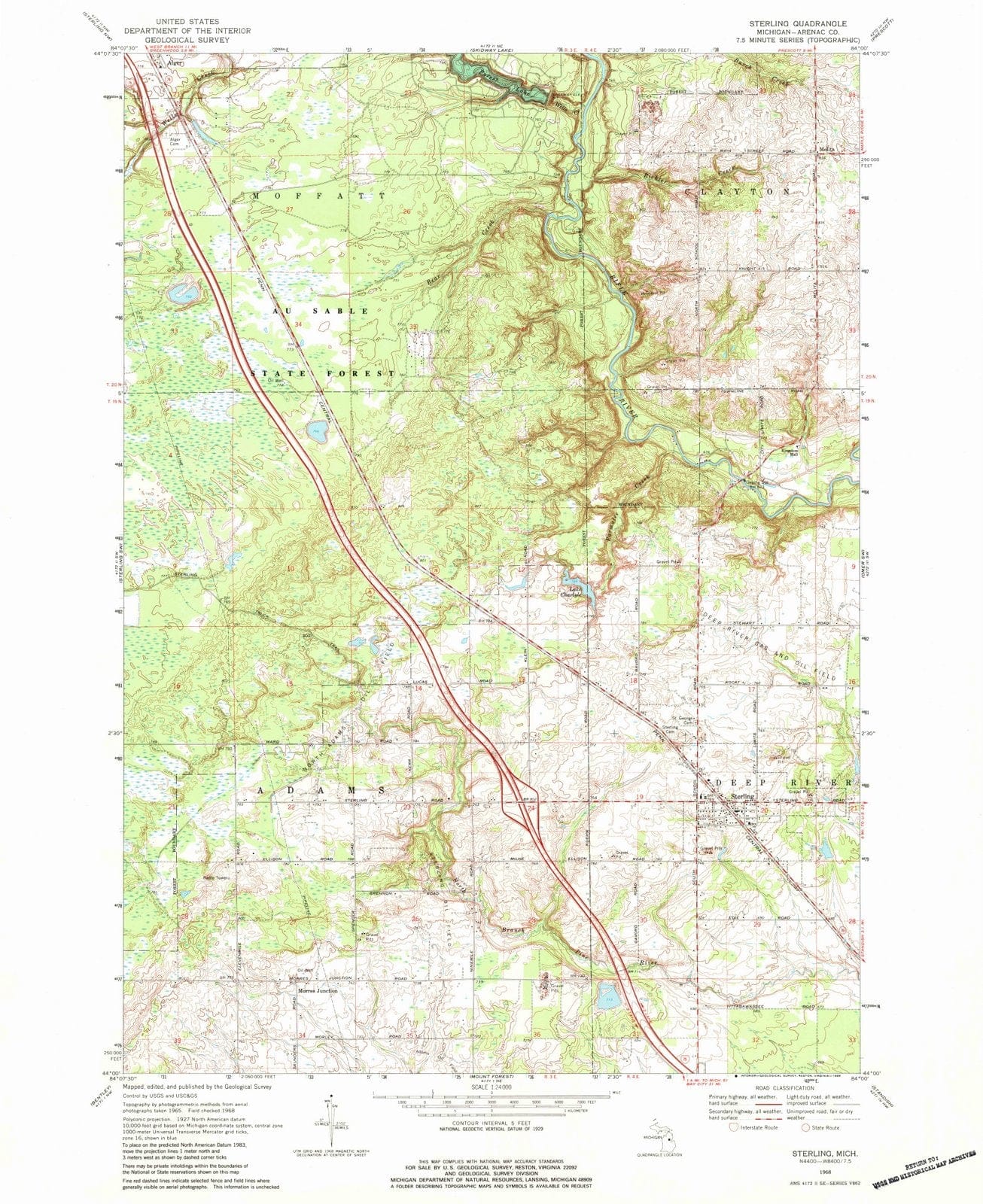1968 Sterling, MI - Michigan - USGS Topographic Map v2