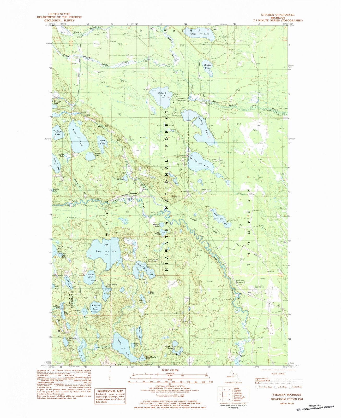 1983 Steuben, MI - Michigan - USGS Topographic Map