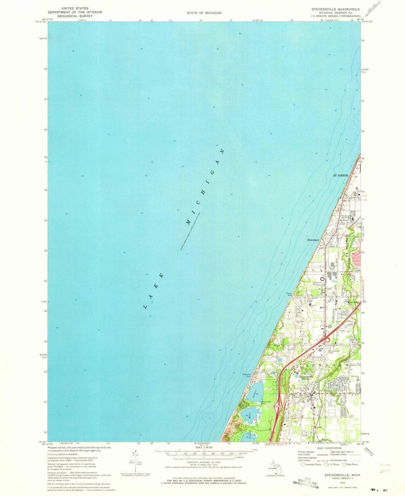 1970 Stevensville, MI - Michigan - USGS Topographic Map