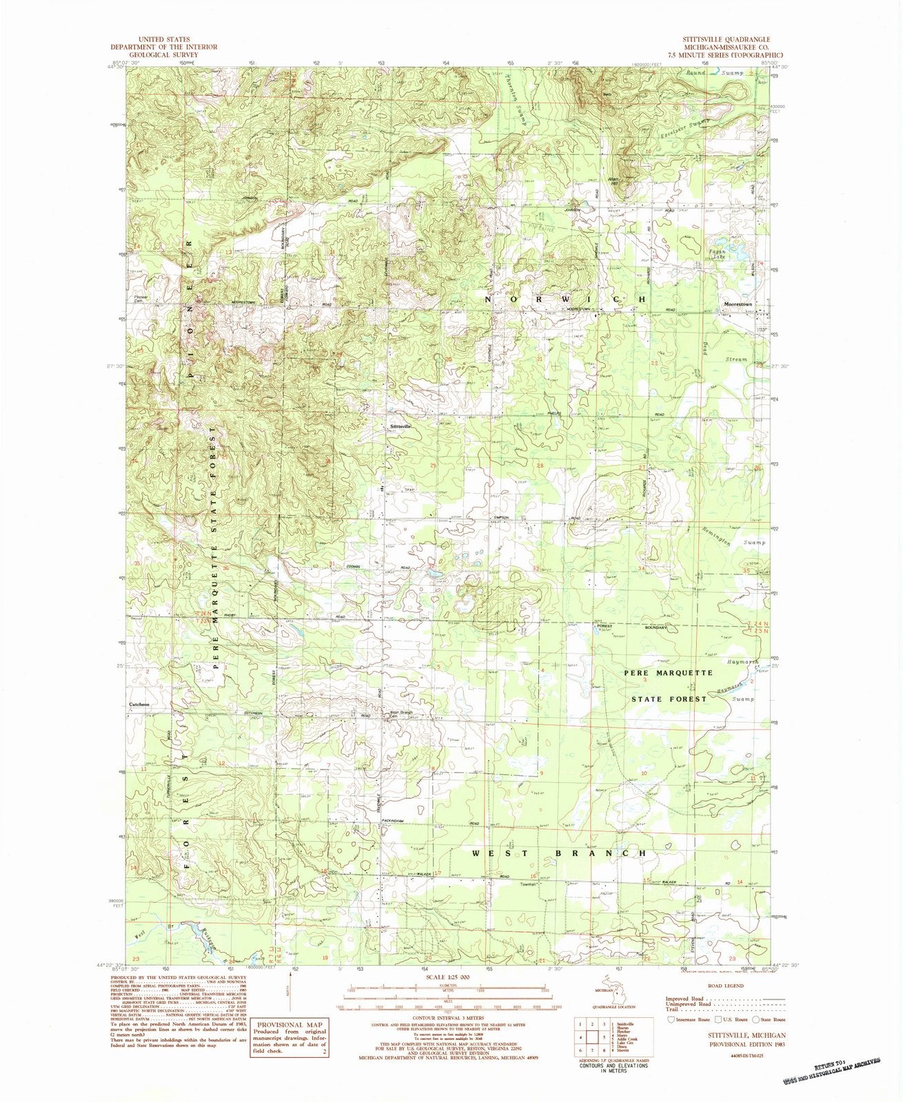 1983 Stittsville, MI - Michigan - USGS Topographic Map