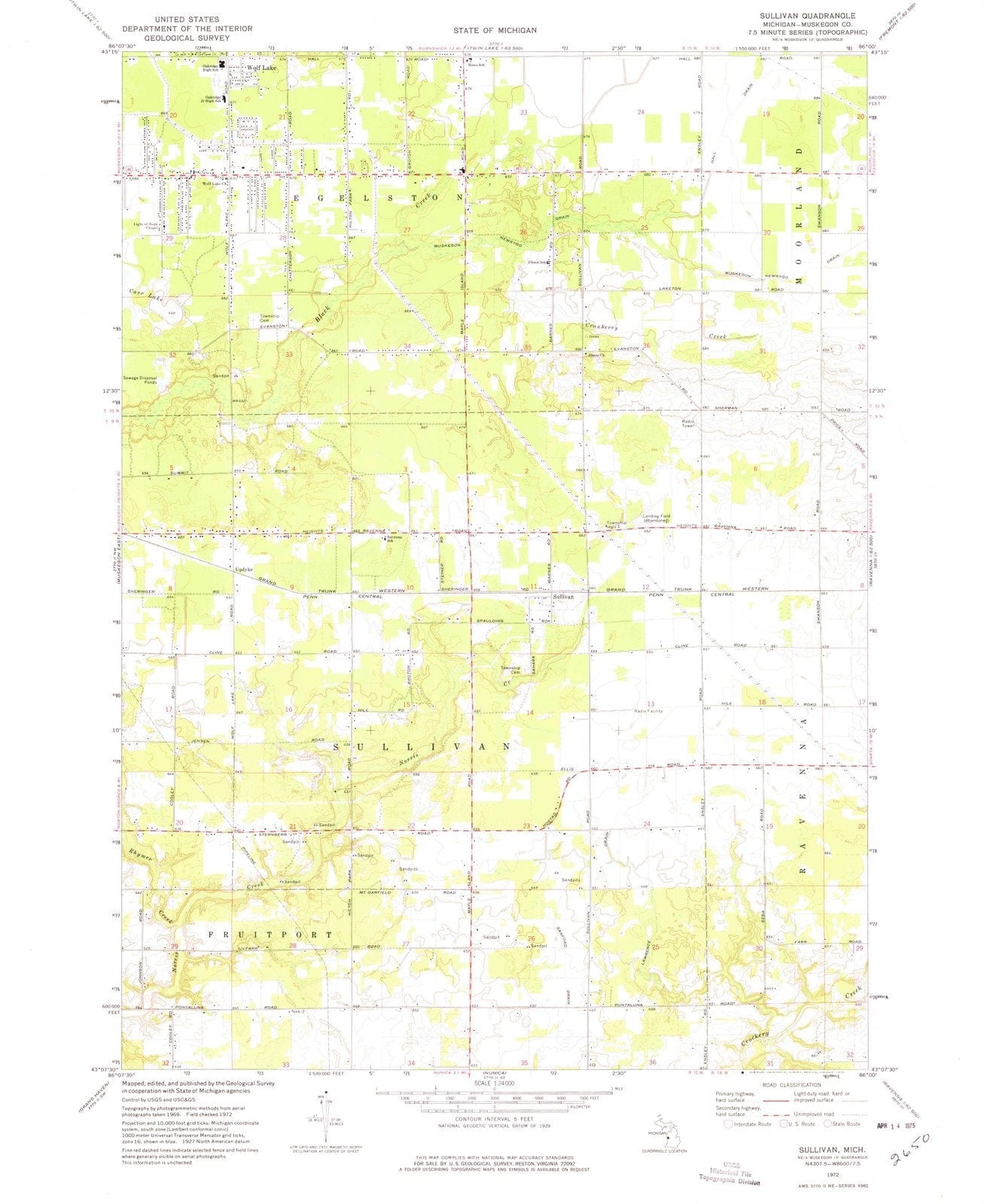 1972 Sullivan, MI - Michigan - USGS Topographic Map