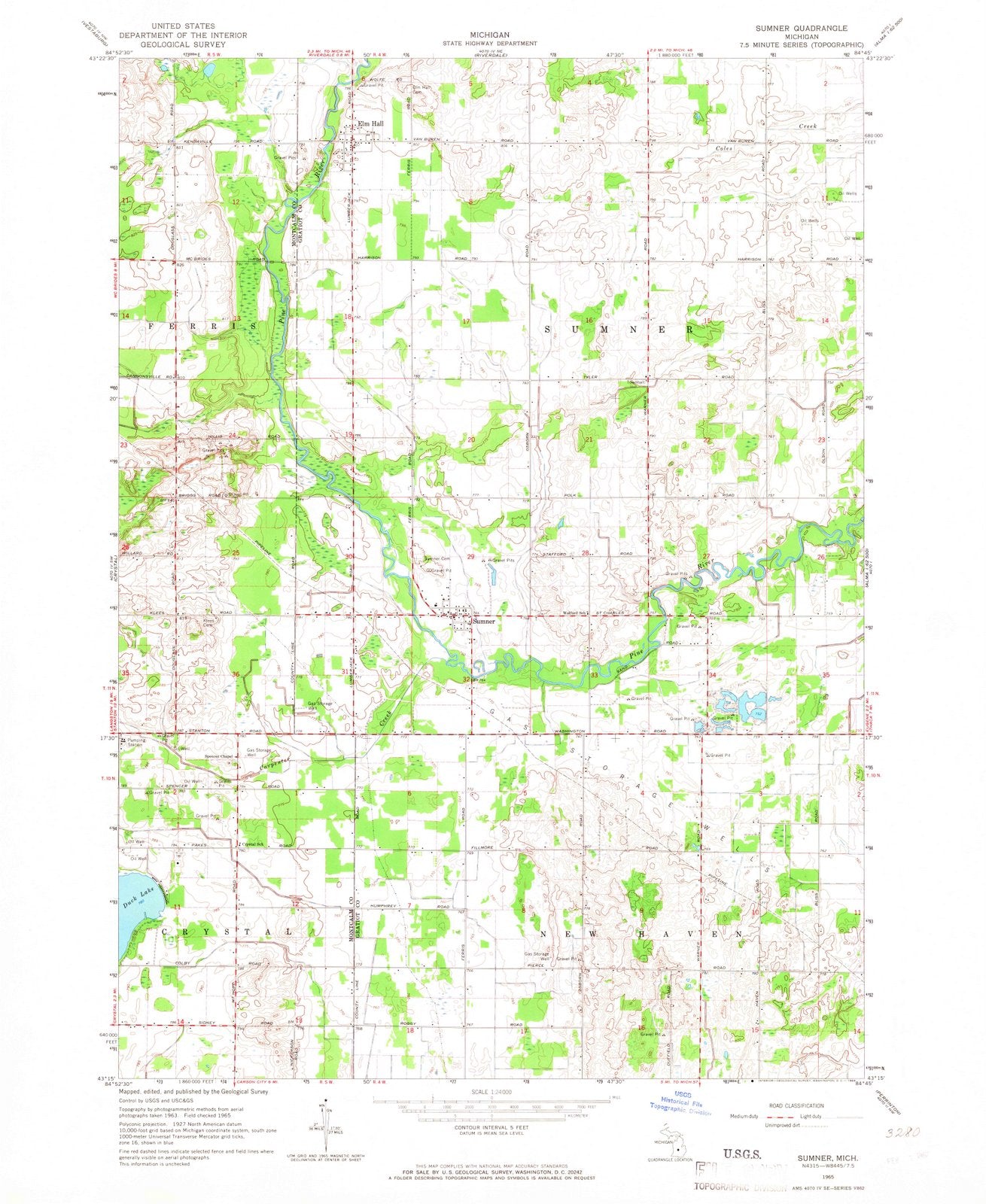 1965 Sumner, MI - Michigan - USGS Topographic Map