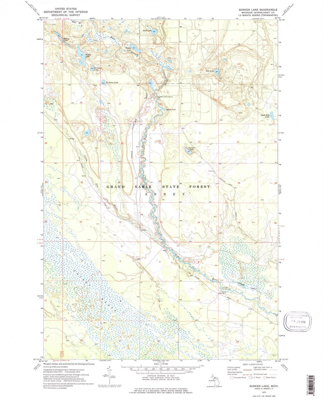 1972 Sunken Lake, MI - Michigan - USGS Topographic Map