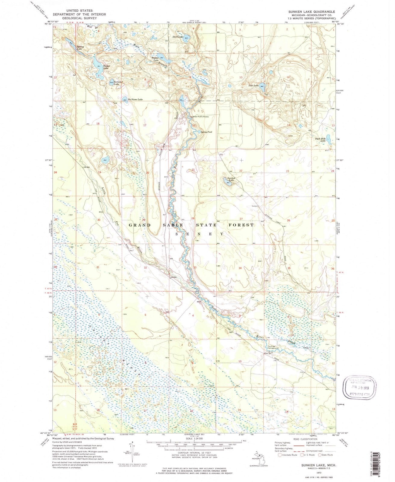 1972 Sunken Lake, MI - Michigan - USGS Topographic Map