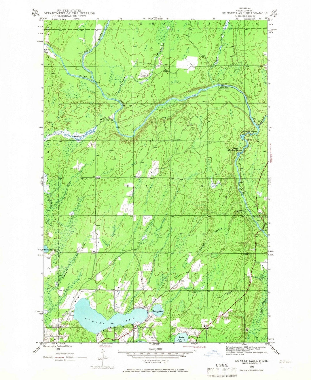 1945 Sunset Lake, MI - Michigan - USGS Topographic Map
