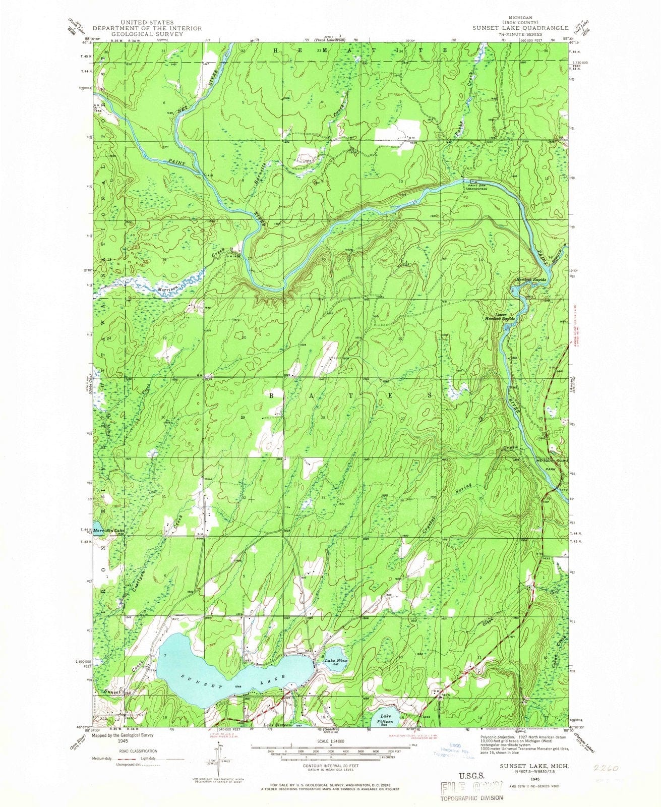 1945 Sunset Lake, MI - Michigan - USGS Topographic Map