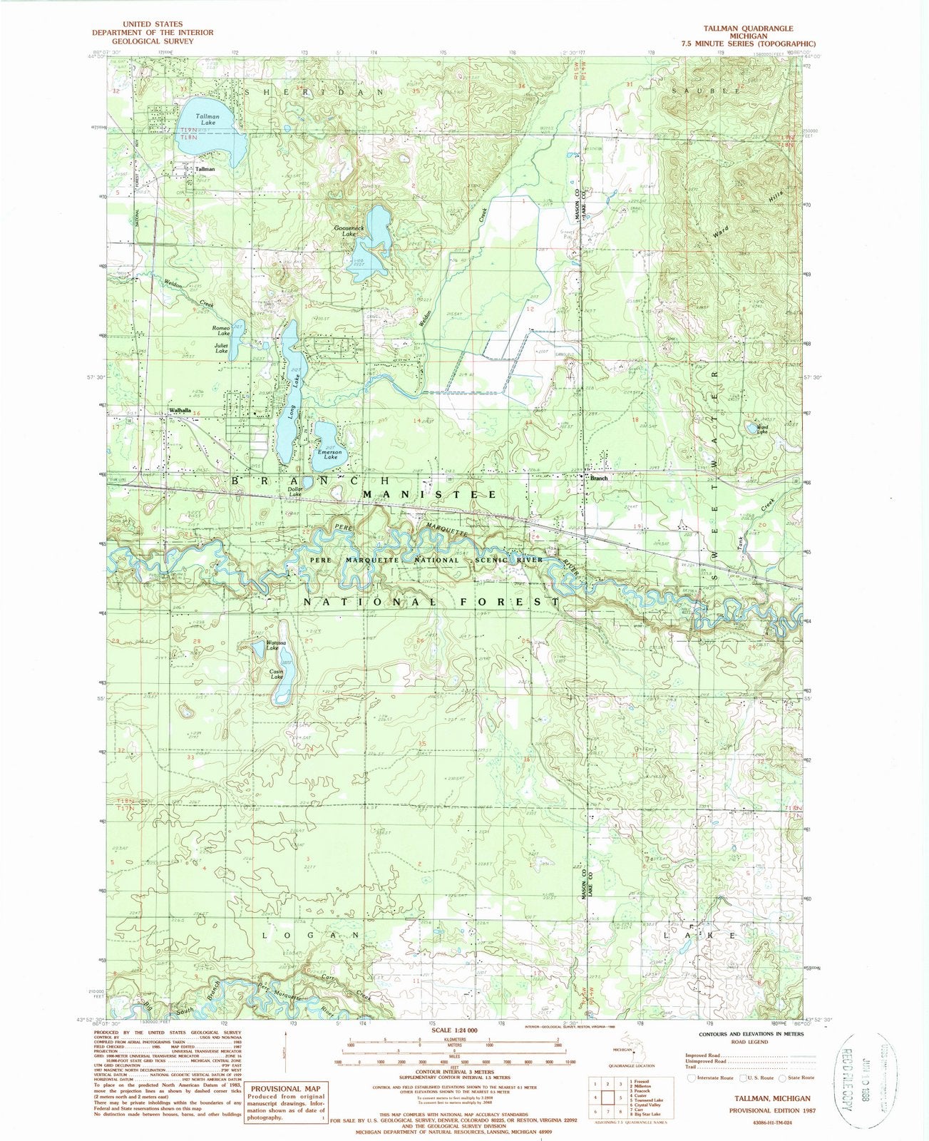 1987 Tallman, MI - Michigan - USGS Topographic Map