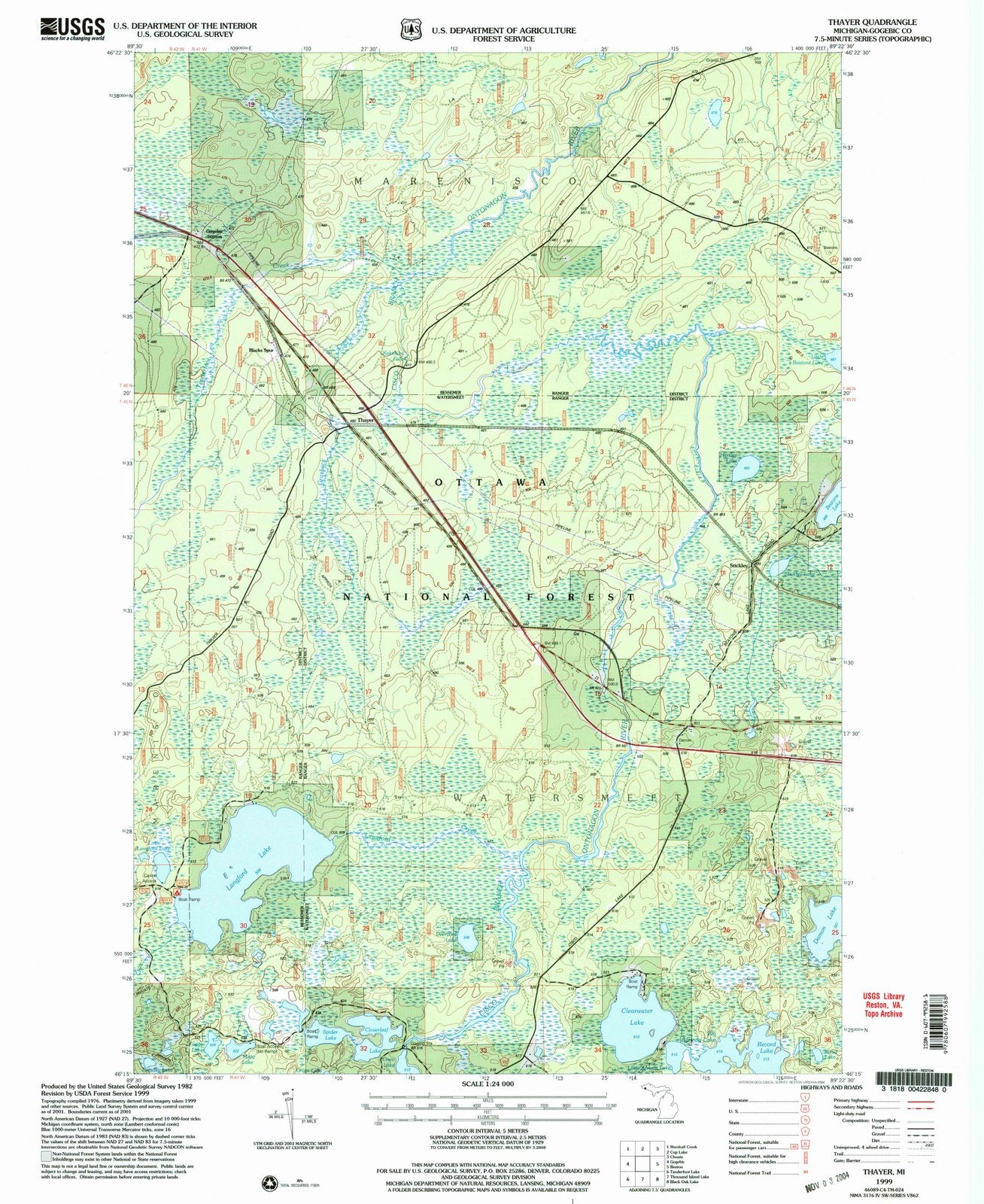 1999 Thayer, MI - Michigan - USGS Topographic Map