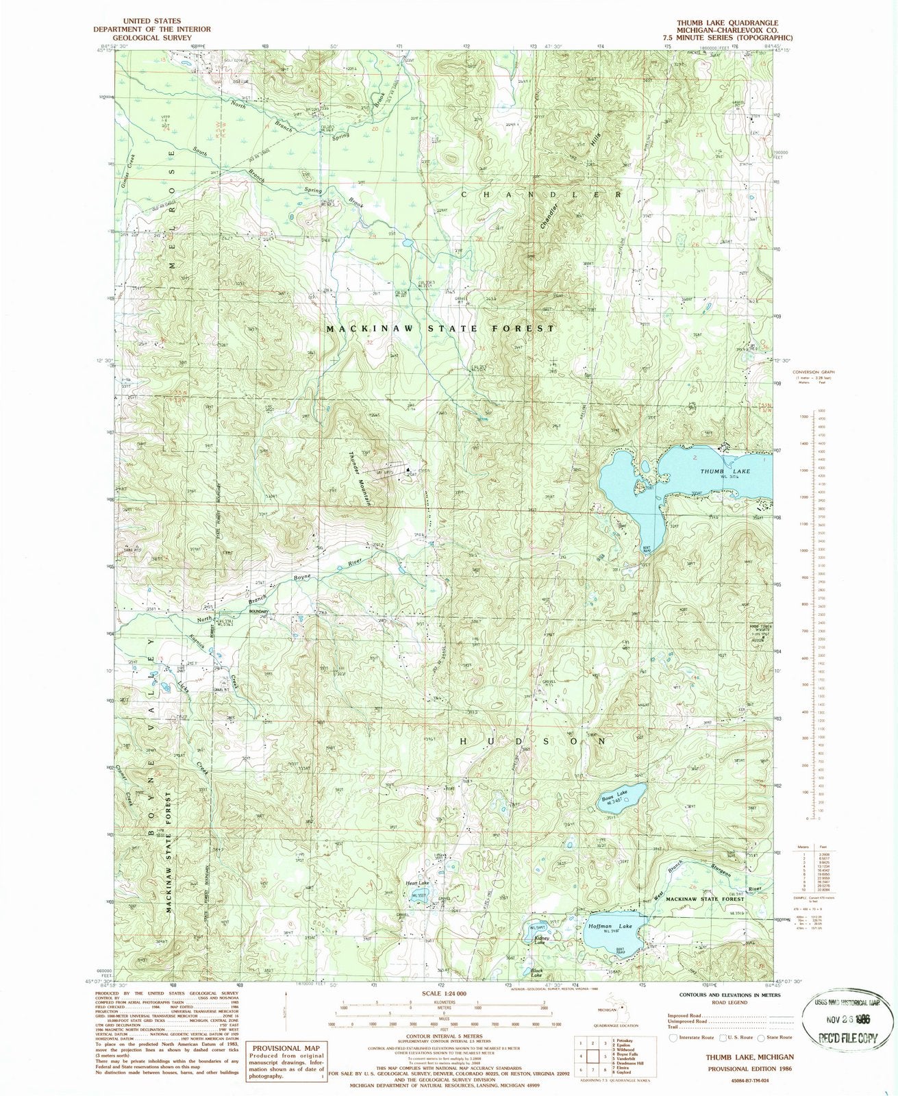 1986 Thumb Lake, MI - Michigan - USGS Topographic Map