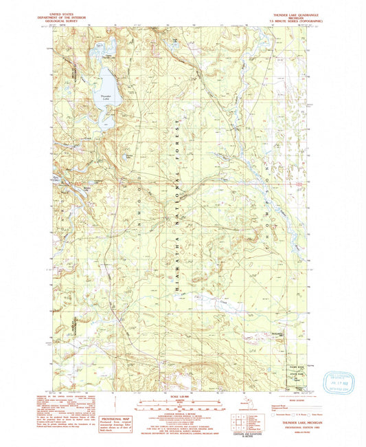 1983 Thunder Lake, MI - Michigan - USGS Topographic Map