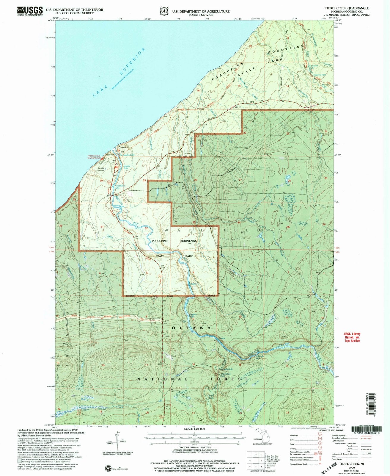 1999 Tiebel Creek, MI - Michigan - USGS Topographic Map