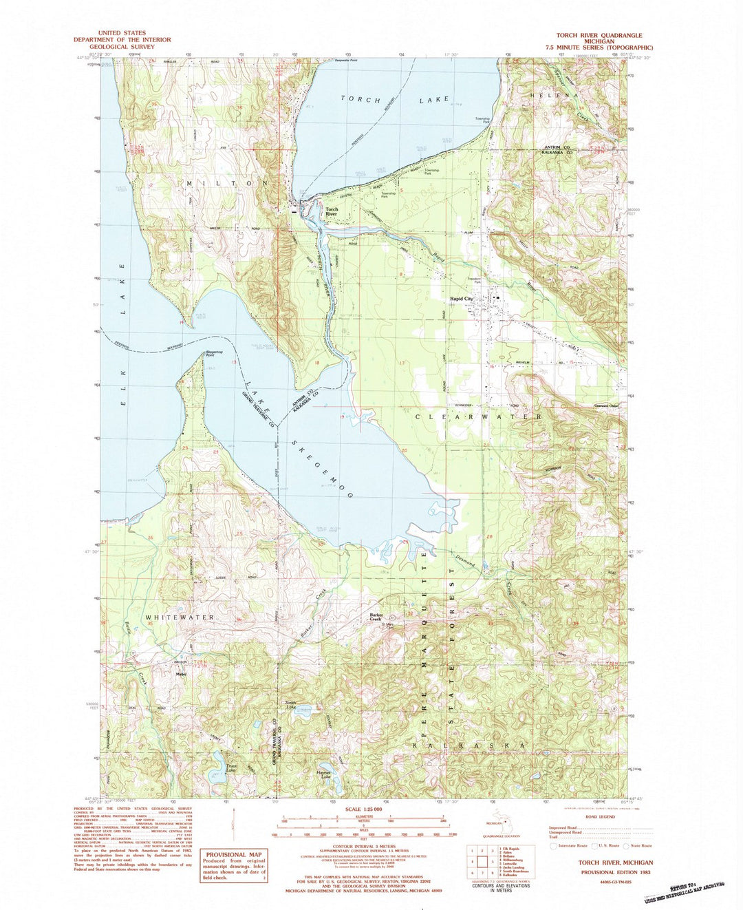 1983 Torch River, MI - Michigan - USGS Topographic Map