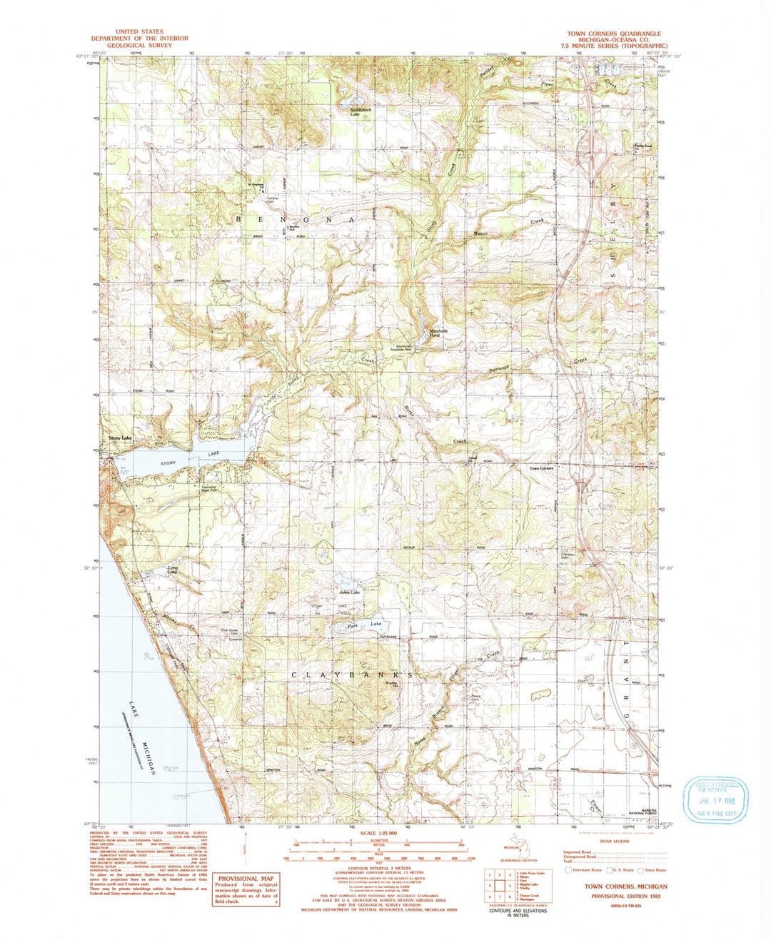 1983 Town Corners, MI - Michigan - USGS Topographic Map