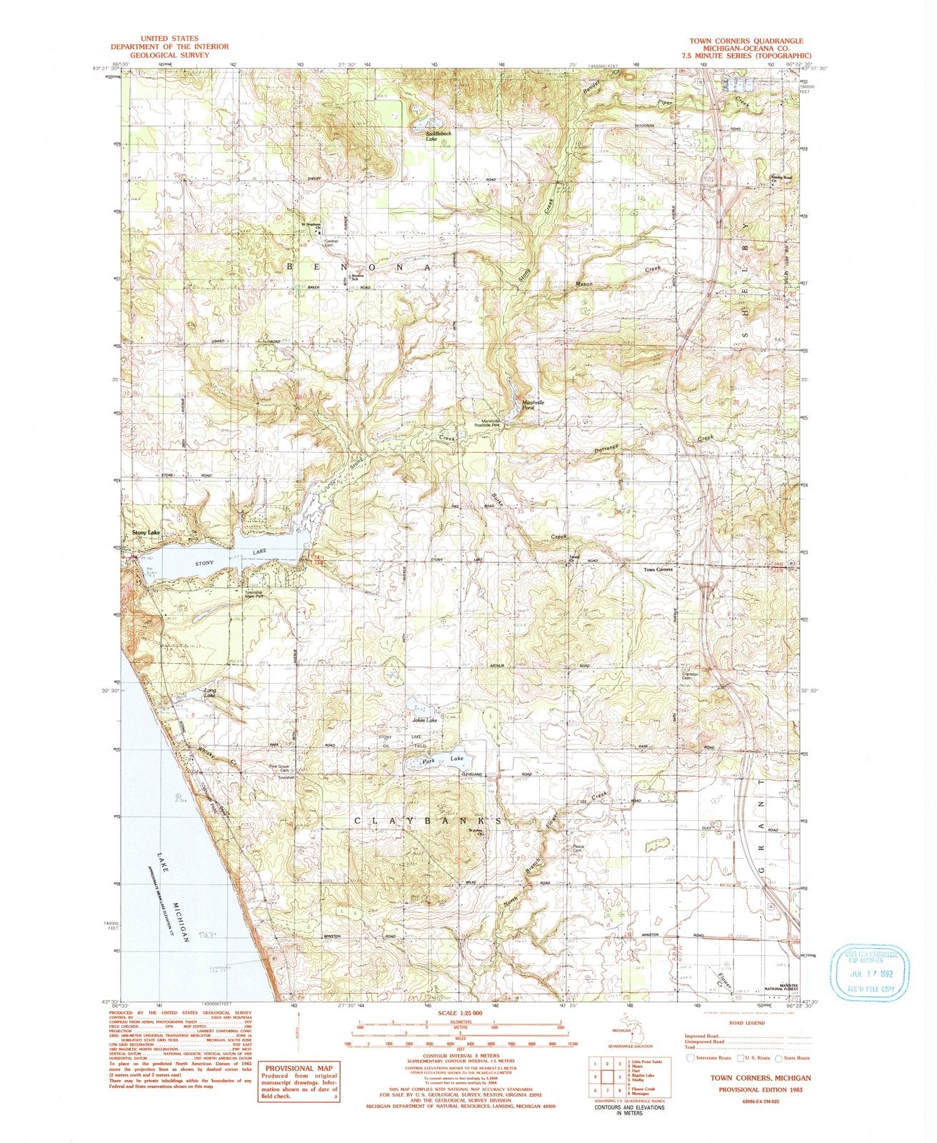1983 Town Corners, MI - Michigan - USGS Topographic Map