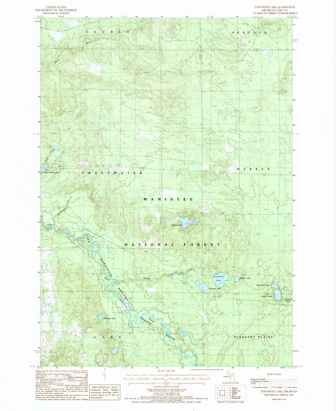 1987 Townsend Lake, MI - Michigan - USGS Topographic Map