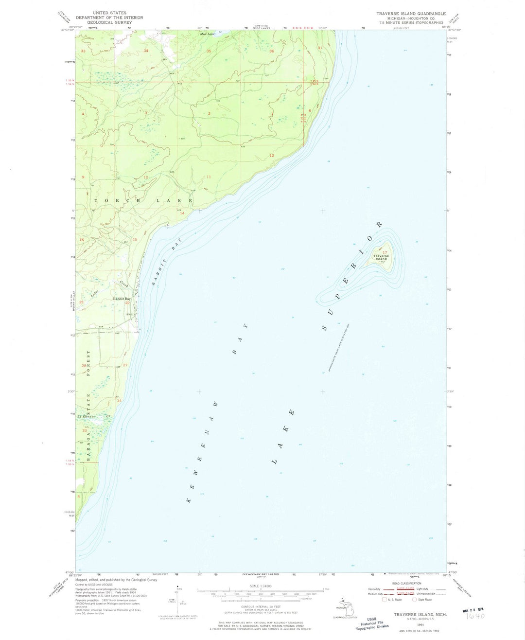 1954 Traverse, MI - Michigan - USGS Topographic Map