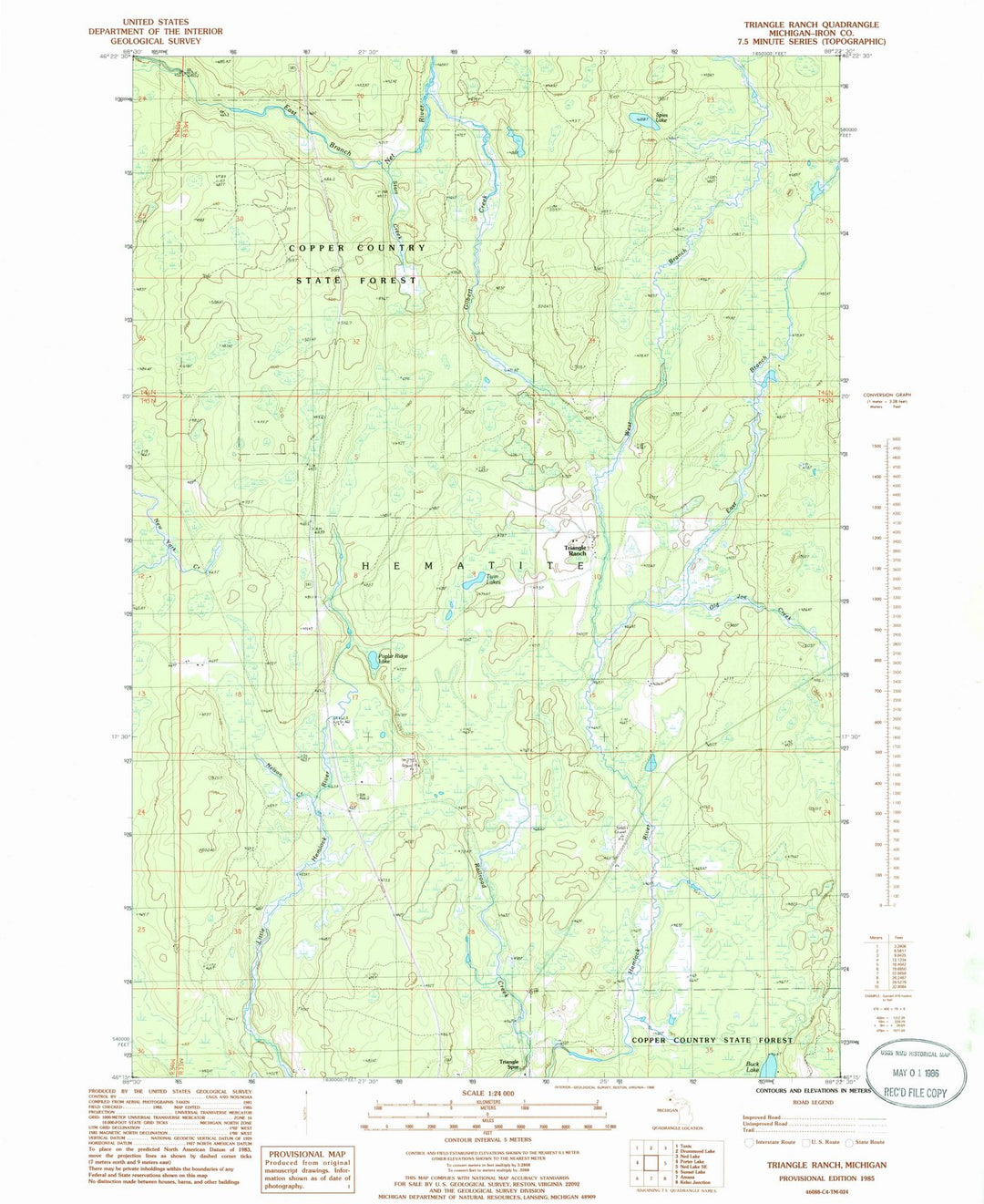 1985 Triangle Ranch, MI - Michigan - USGS Topographic Map