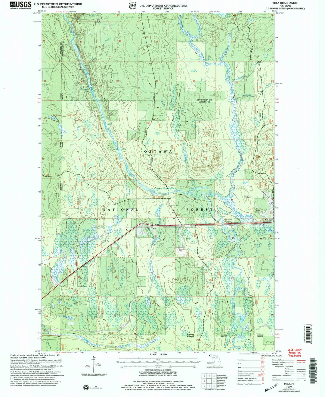 1999 Tula, MI - Michigan - USGS Topographic Map