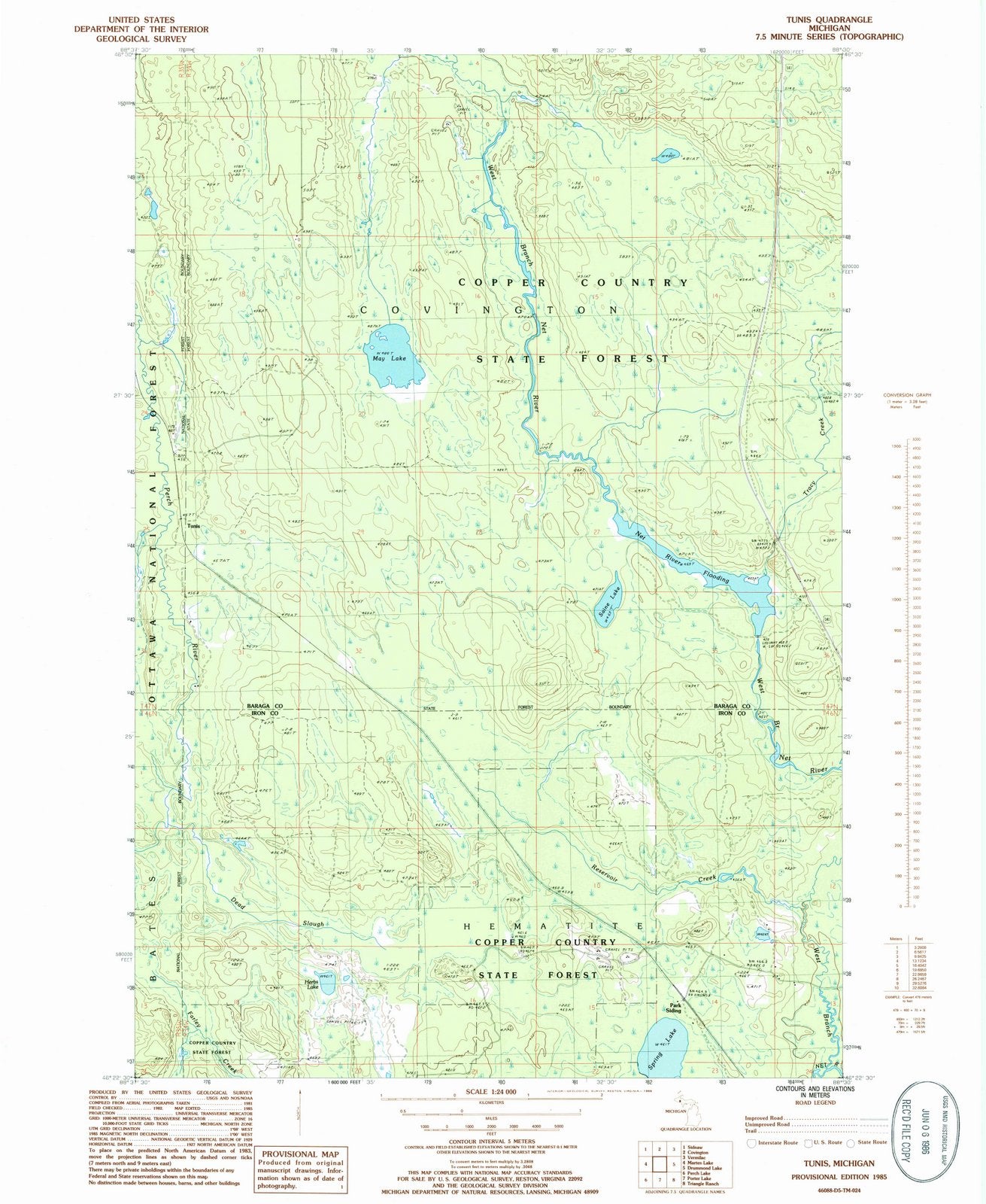 1985 Tunis, MI - Michigan - USGS Topographic Map