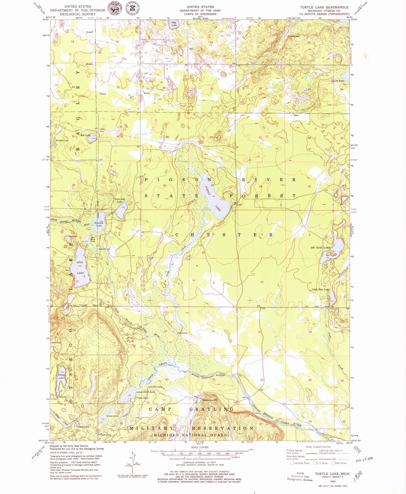 1950 Turtle Lake, MI - Michigan - USGS Topographic Map