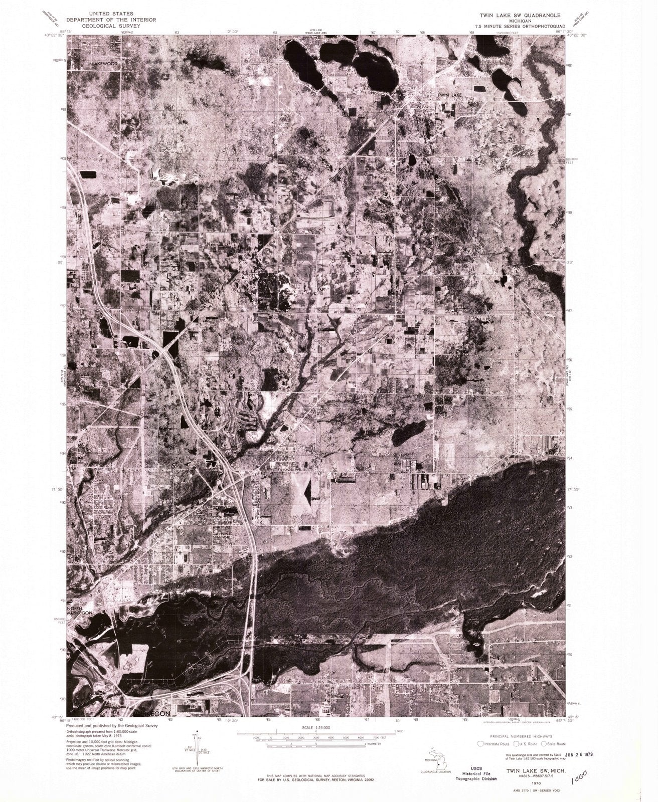 1976 Twin Lake, MI - Michigan - USGS Topographic Map v2