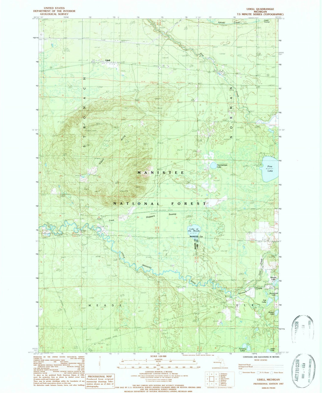 1987 Udell, MI - Michigan - USGS Topographic Map