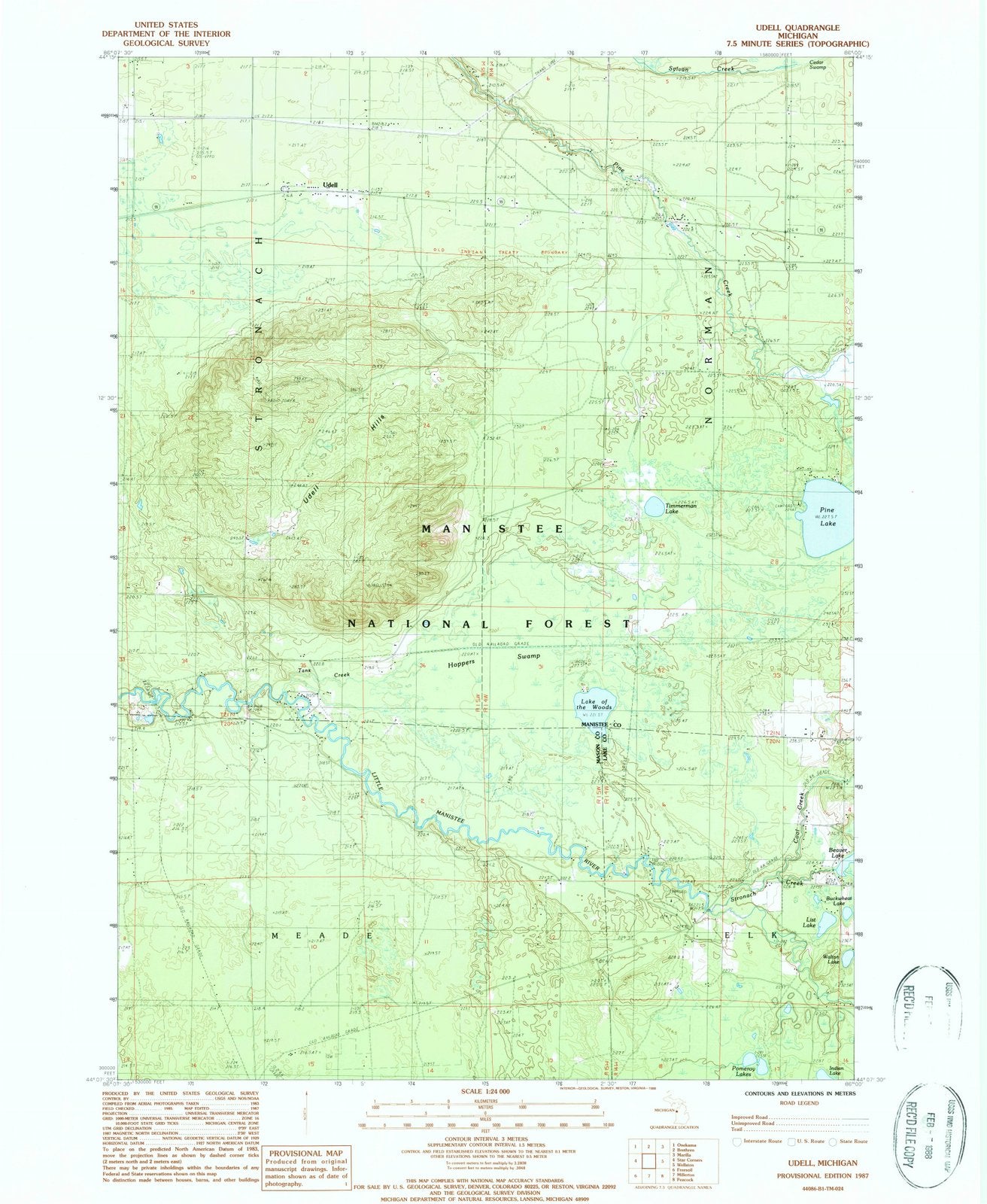1987 Udell, MI - Michigan - USGS Topographic Map