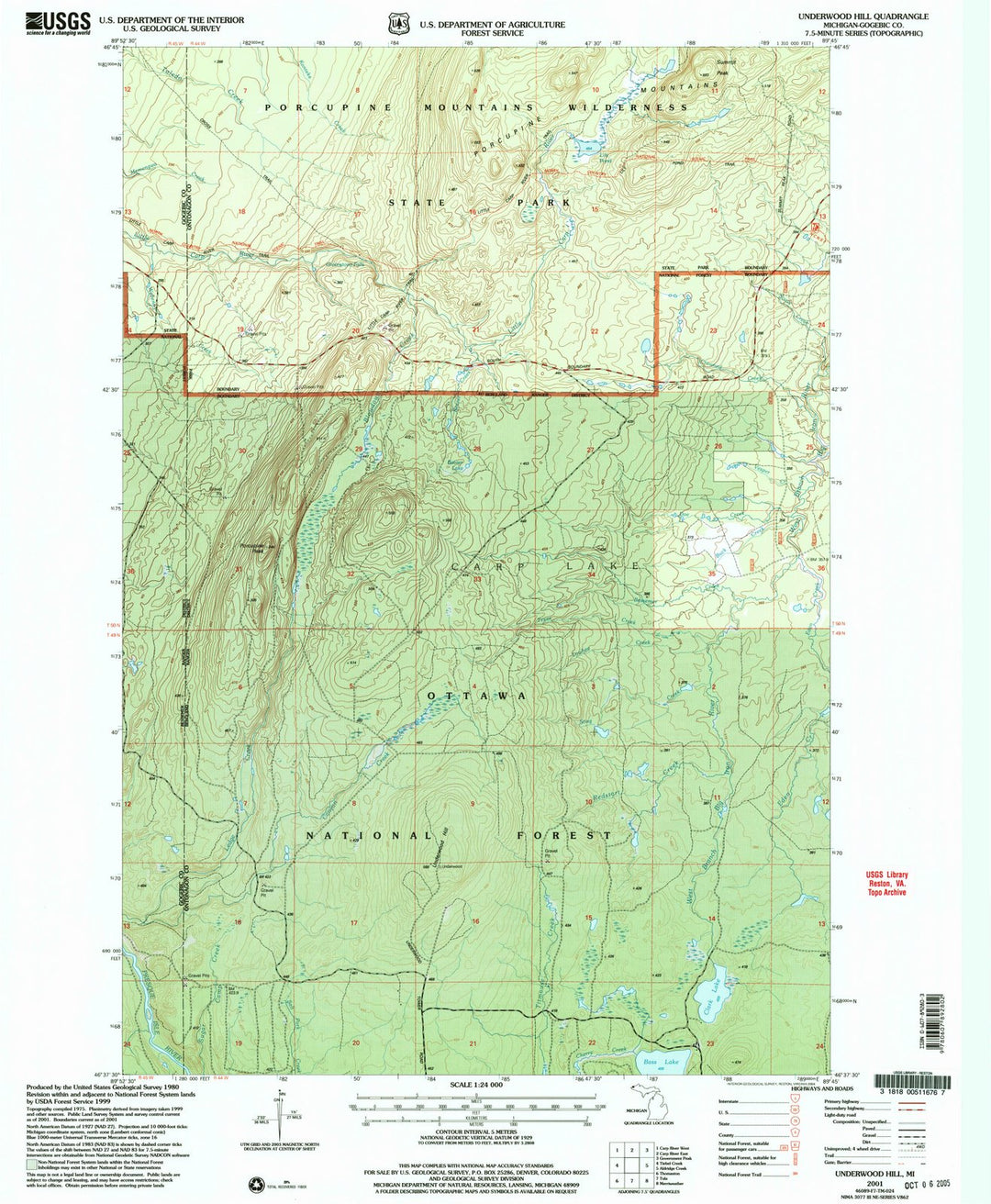 2001 Underwood Hill, MI - Michigan - USGS Topographic Map