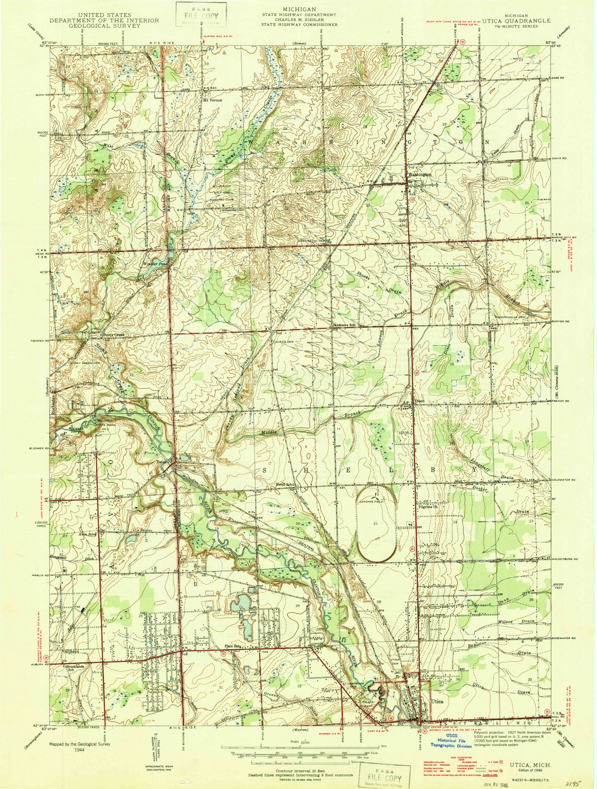1946 Utica, MI - Michigan - USGS Topographic Map