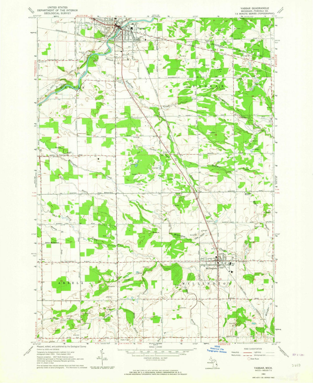 1963 Vassar, MI - Michigan - USGS Topographic Map