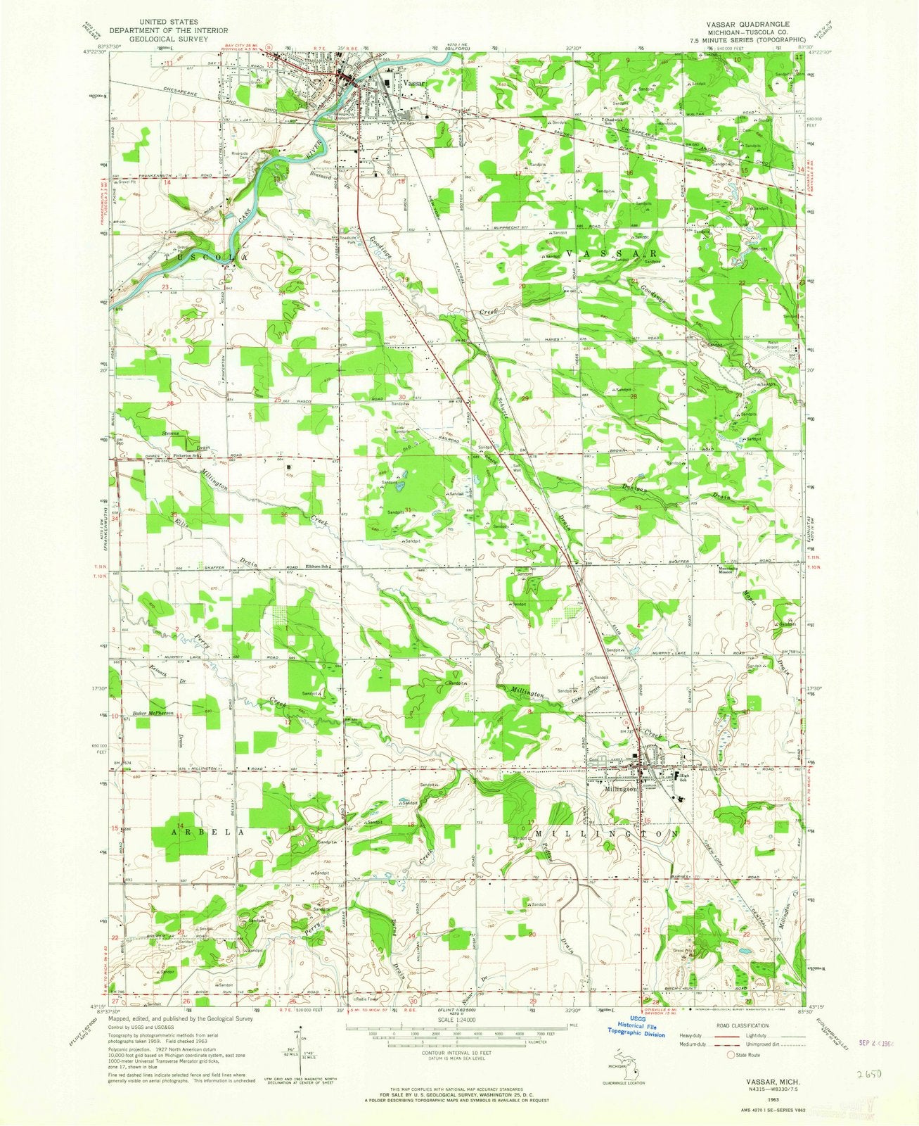 1963 Vassar, MI - Michigan - USGS Topographic Map