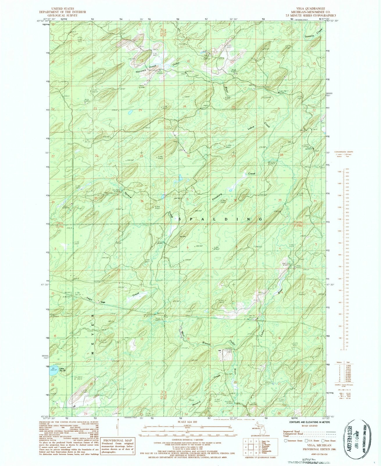 1986 Vega, MI - Michigan - USGS Topographic Map