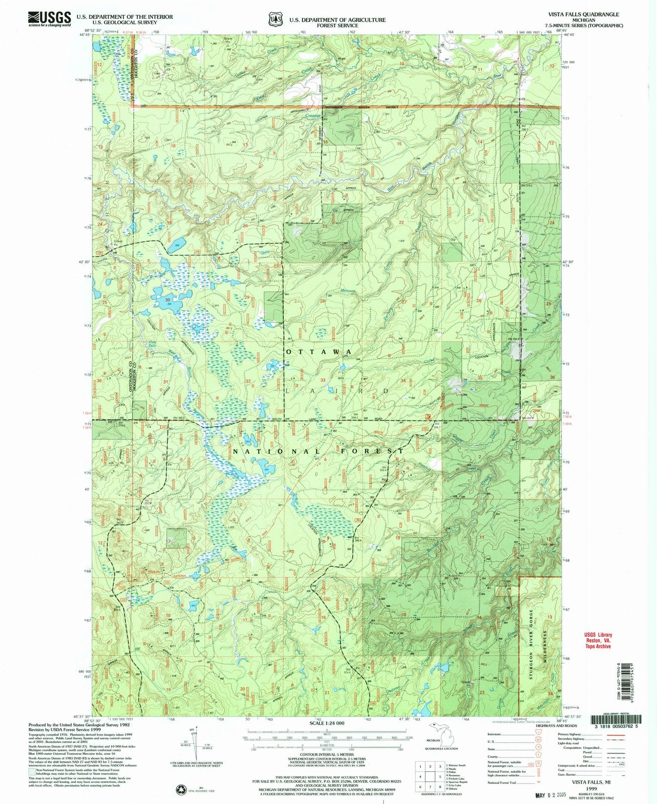 1999 Vista Falls, MI - Michigan - USGS Topographic Map