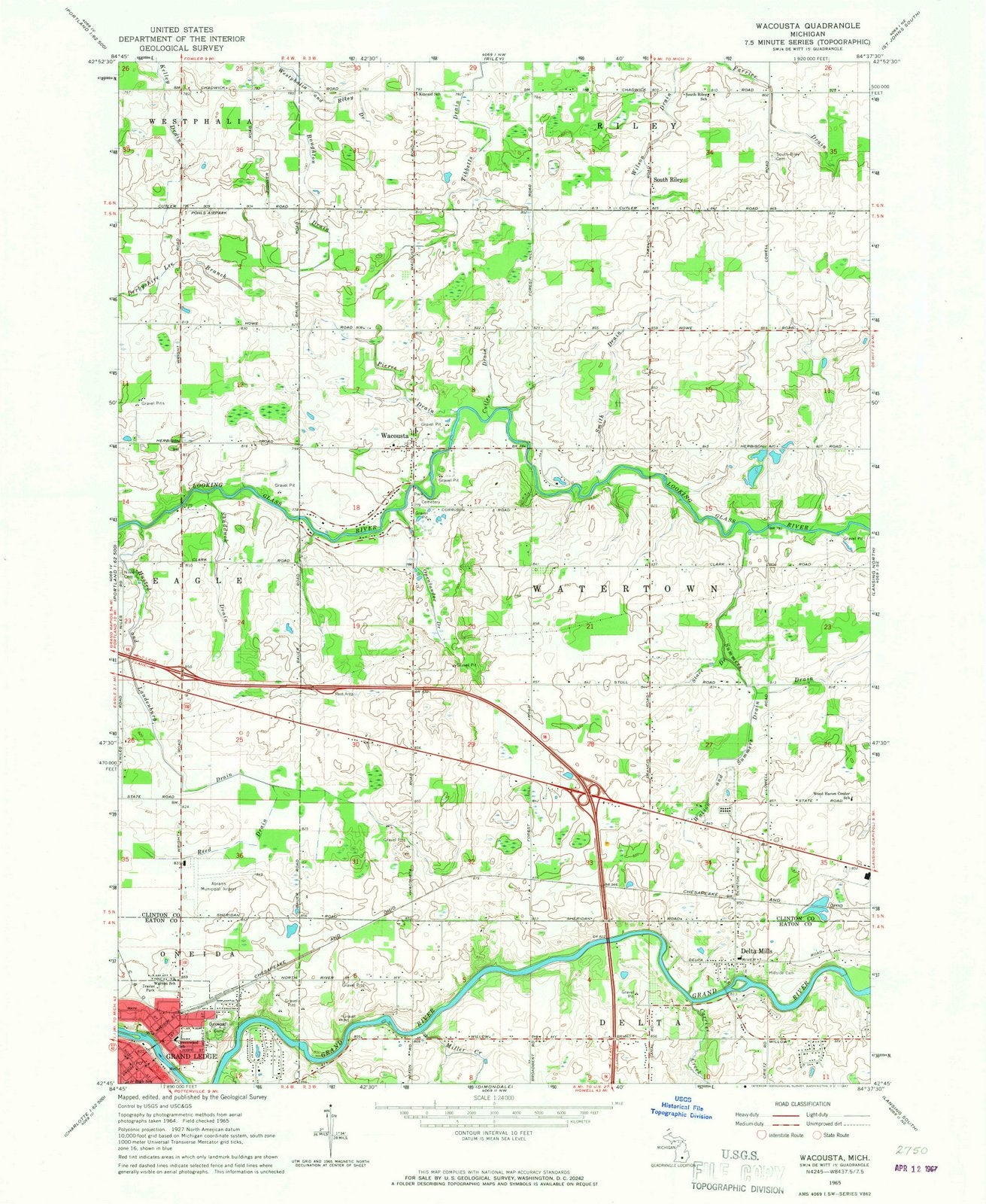 1965 Wacousta, MI - Michigan - USGS Topographic Map