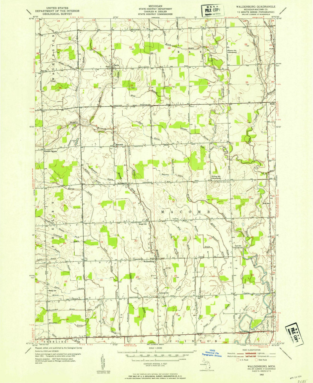 1952 Waldenburg, MI - Michigan - USGS Topographic Map