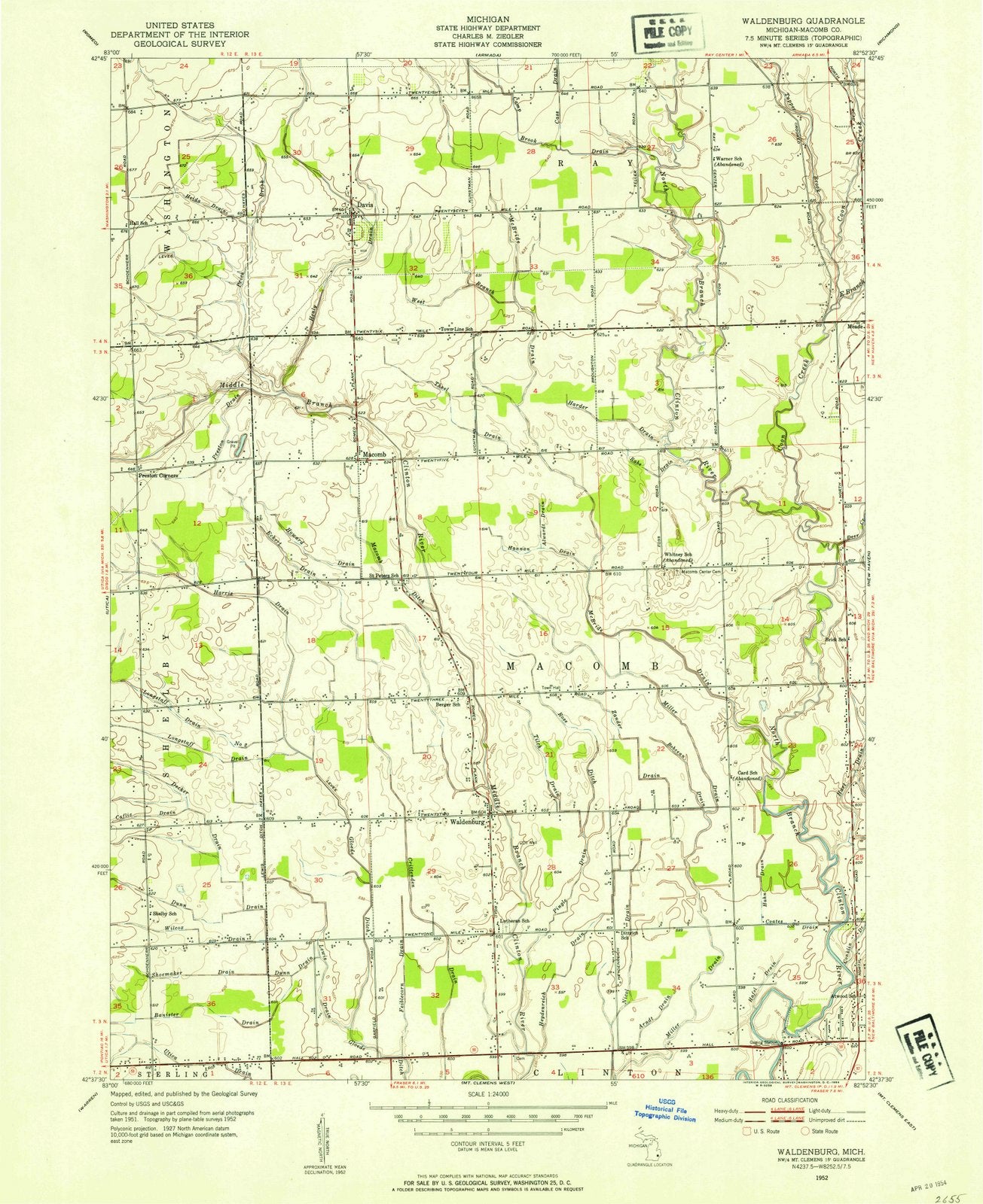 1952 Waldenburg, MI - Michigan - USGS Topographic Map
