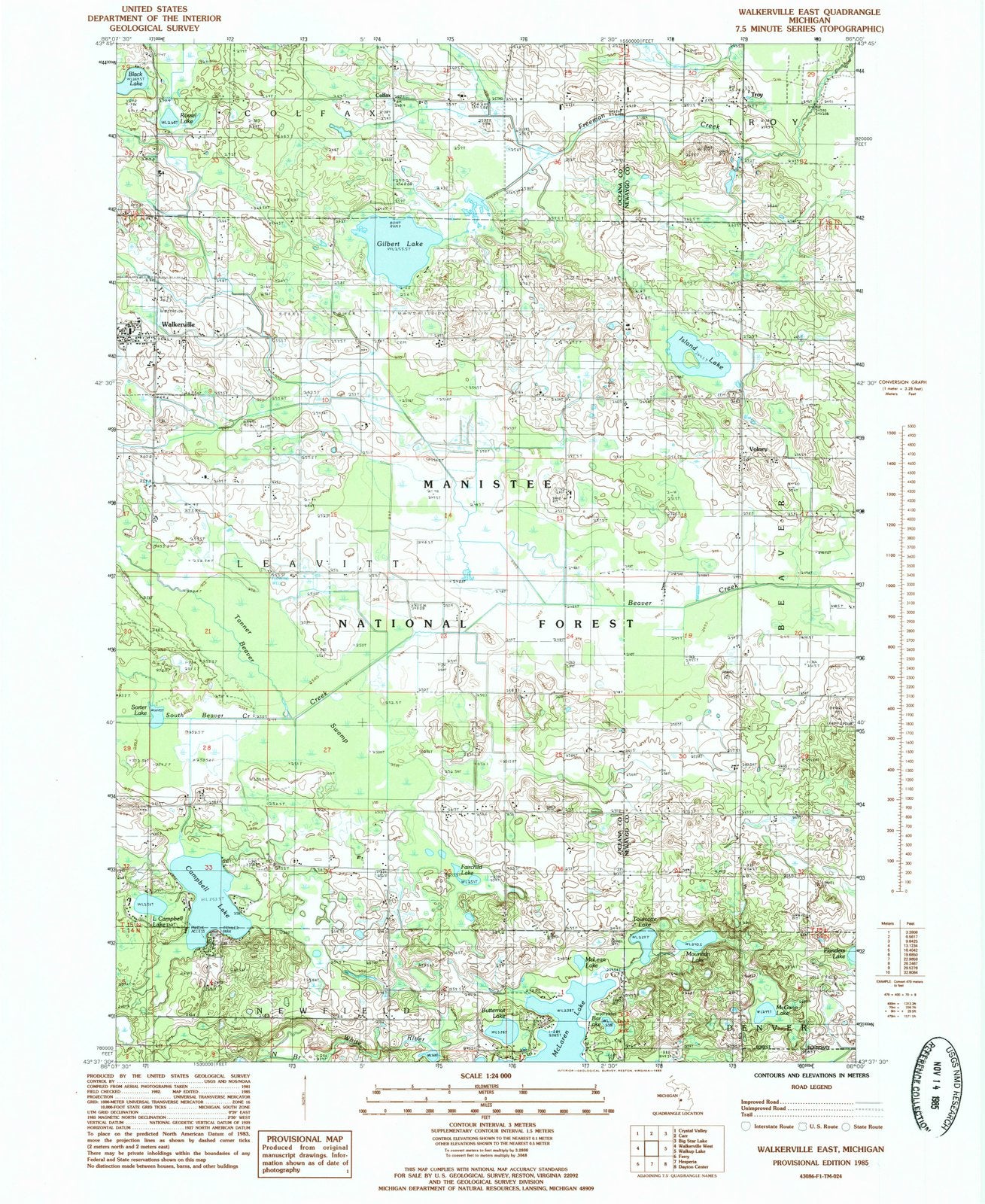 1985 Walkerville East, MI - Michigan - USGS Topographic Map