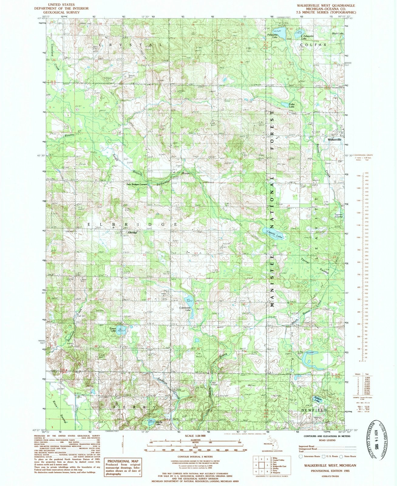 1985 Walkerville West, MI - Michigan - USGS Topographic Map