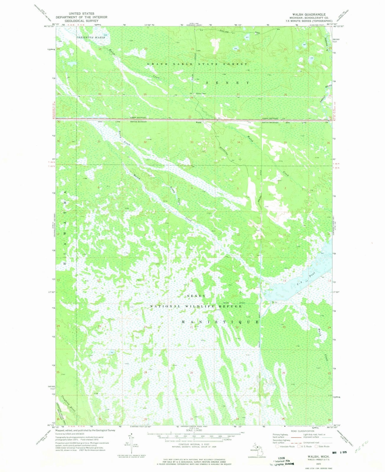 1972 Walsh, MI - Michigan - USGS Topographic Map